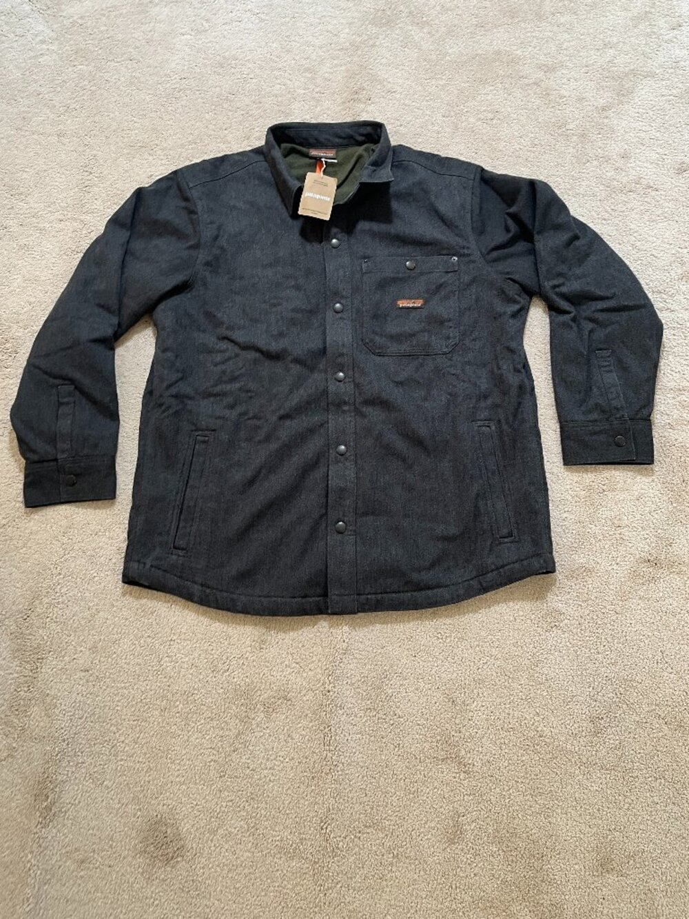 New Patagonia Iron Forge Fleece Lined Jacket Jac Shirt Men XL Ink Black